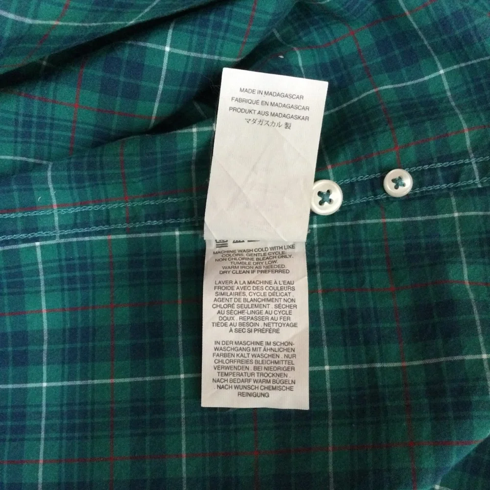 J.Crew Men's Slim Green Plaid Stretch Button Up Long Sleeve Shirt Size S